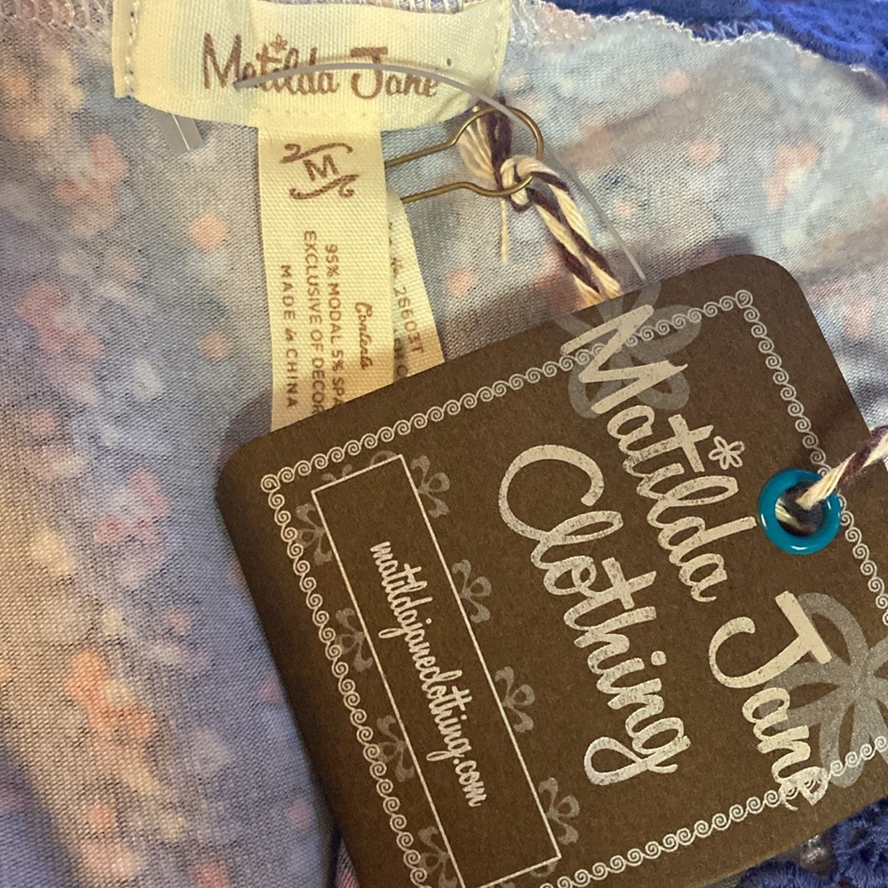 Matilda Jane Beyond the Horizon Floral Babydoll Long Tank Top Shirt Medium NWT - Picture 5 of 8